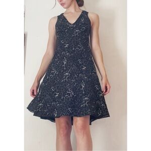 Banana Republic Silk A-line Dark Cheetah Print dress size 0 petite